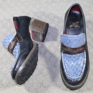 Freebird Womens Sz 7 Shoes Bristol Loafers Blue Leather Upper Rubber Sole